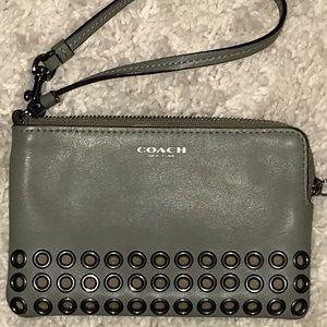 Coach Leather Wristlet w/Outside Slip Pocket